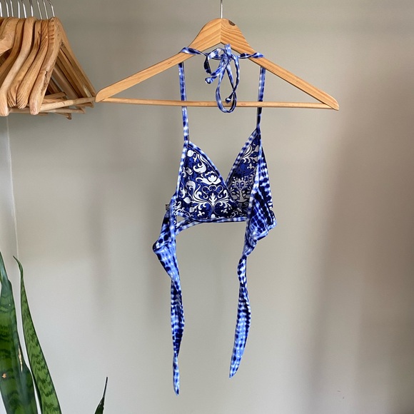 Blue Reversible Bikini Top - La Vie en Rose S - Picture 6 of 7